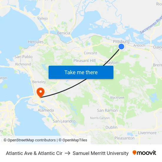Atlantic Ave & Atlantic Cir to Samuel Merritt University map