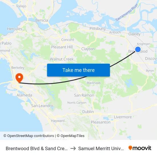 Brentwood Blvd & Sand Creek Rd to Samuel Merritt University map