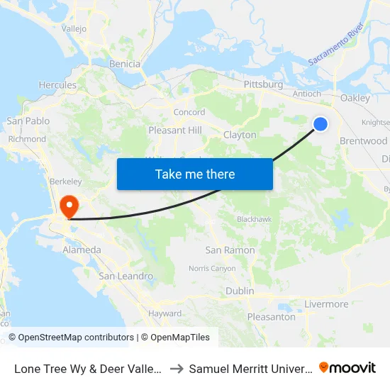Lone Tree Wy & Deer Valley Rd to Samuel Merritt University map