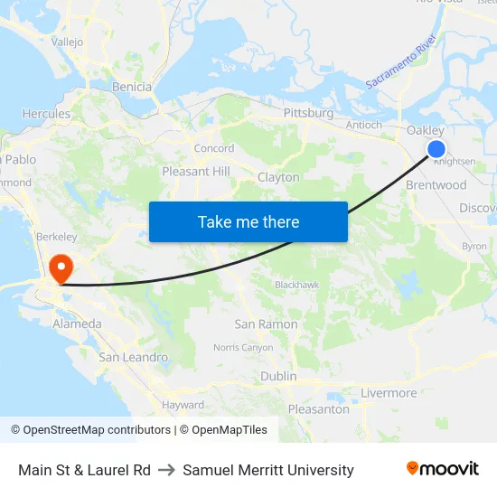 Main St & Laurel Rd to Samuel Merritt University map