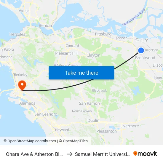 Ohara Ave & Atherton Blvd to Samuel Merritt University map