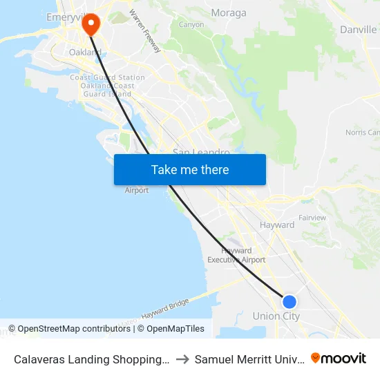 Calaveras Landing Shopping Center to Samuel Merritt University map