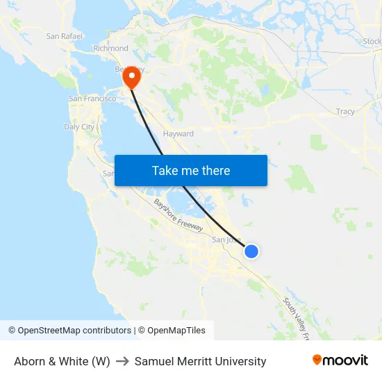 Aborn & White (W) to Samuel Merritt University map