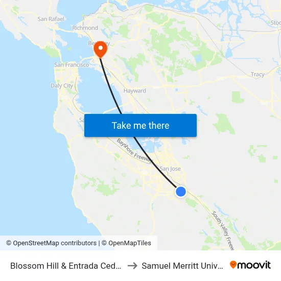 Blossom Hill & Entrada Cedros (E) to Samuel Merritt University map