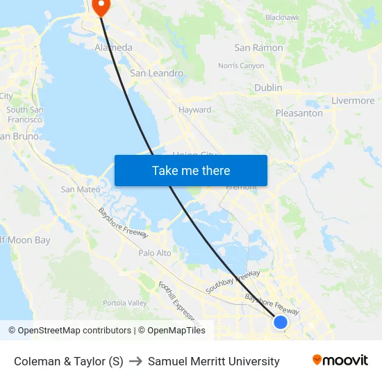 Coleman & Taylor (S) to Samuel Merritt University map
