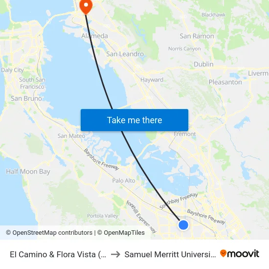 El Camino & Flora Vista (E) to Samuel Merritt University map