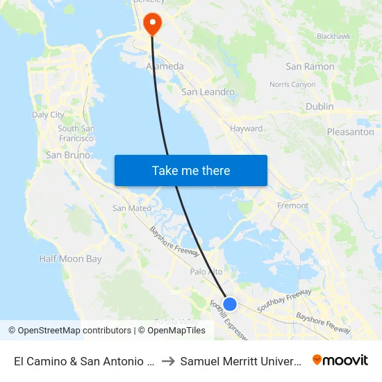 El Camino & San Antonio (E) to Samuel Merritt University map
