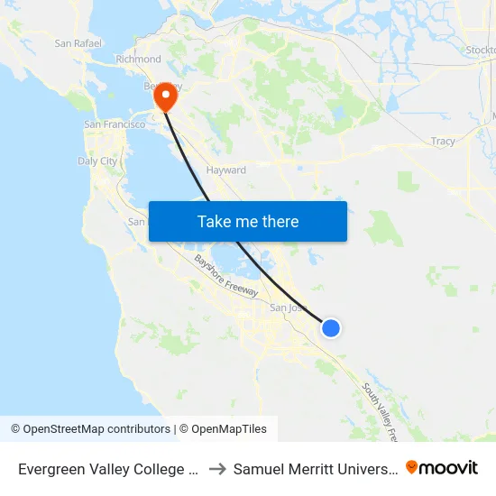 Evergreen Valley College (S) to Samuel Merritt University map
