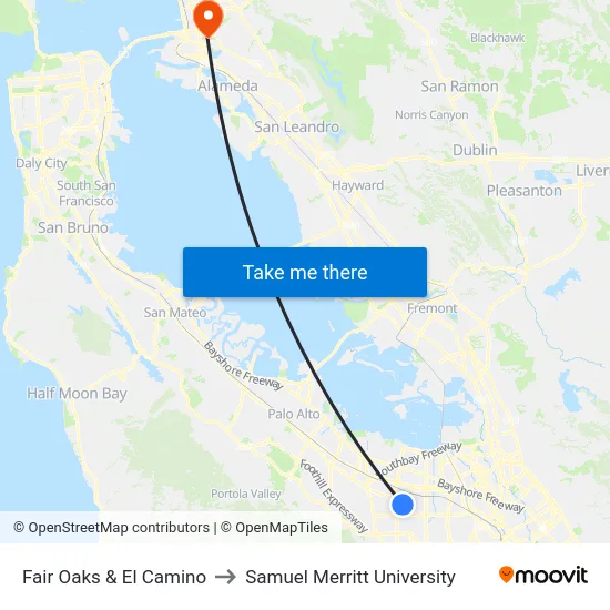 Fair Oaks & El Camino to Samuel Merritt University map
