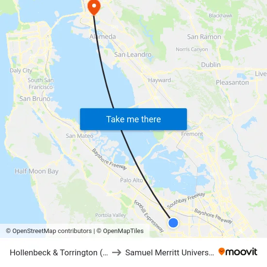 Hollenbeck & Torrington (N) to Samuel Merritt University map