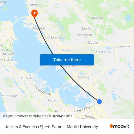 Jacklin & Escuela (E) to Samuel Merritt University map