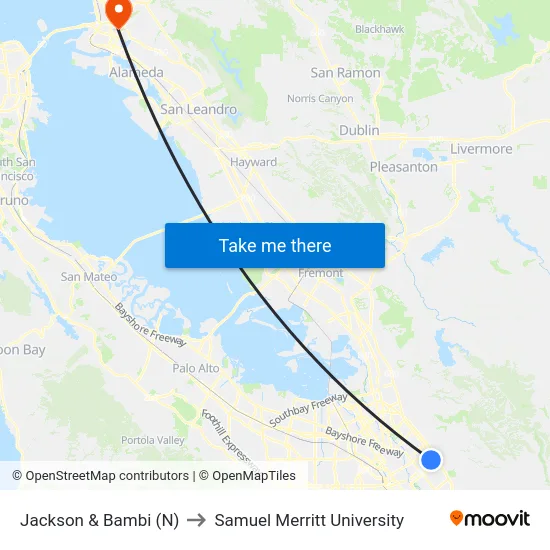 Jackson & Bambi (N) to Samuel Merritt University map