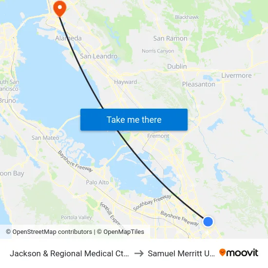 Jackson & Regional Medical Ctr San Jose (S) to Samuel Merritt University map