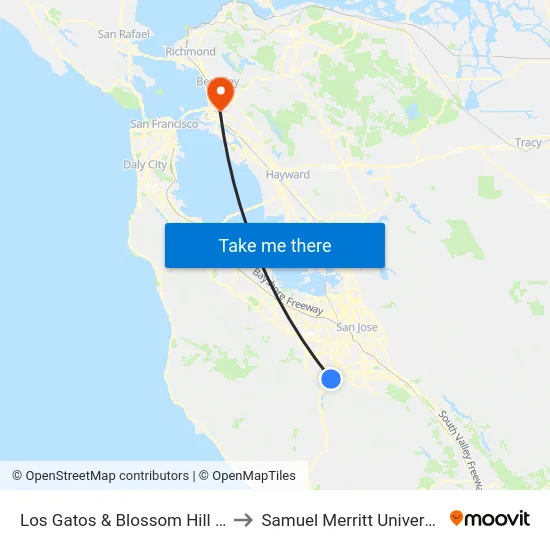 Los Gatos & Blossom Hill (S) to Samuel Merritt University map