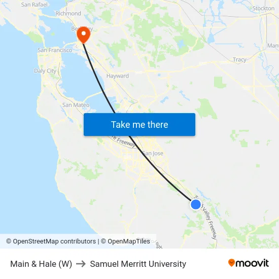 Main & Hale (W) to Samuel Merritt University map