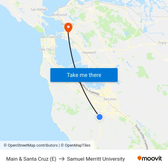 Main & Santa Cruz (E) to Samuel Merritt University map
