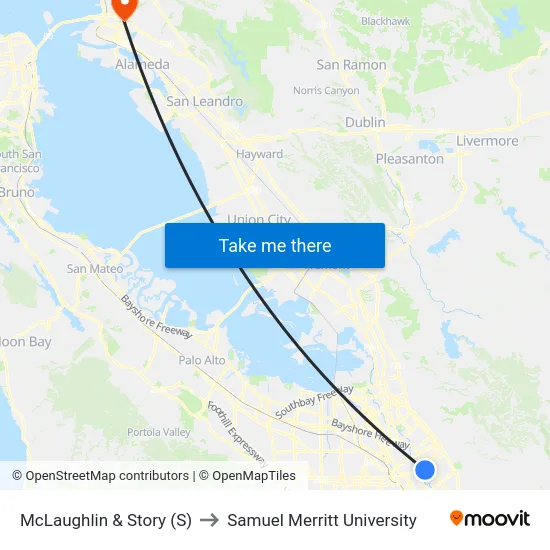 McLaughlin & Story (S) to Samuel Merritt University map