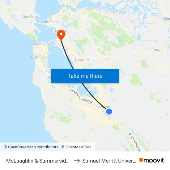 McLaughlin & Summerside (S) to Samuel Merritt University map