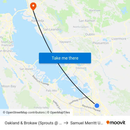 Oakland & Brokaw (Sprouts @ Brokaw) (S) to Samuel Merritt University map