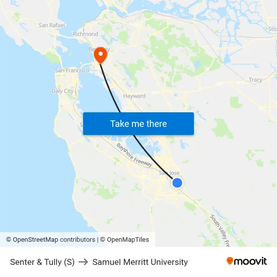 Senter & Tully (S) to Samuel Merritt University map