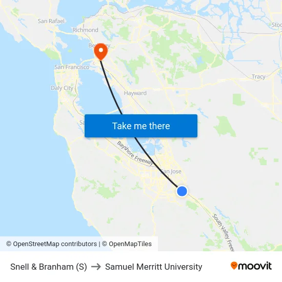 Snell & Branham (S) to Samuel Merritt University map