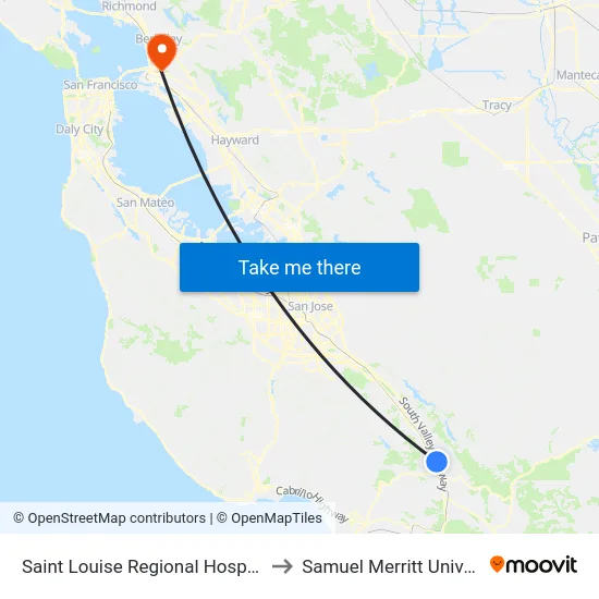 Saint Louise Regional Hospital (E) to Samuel Merritt University map