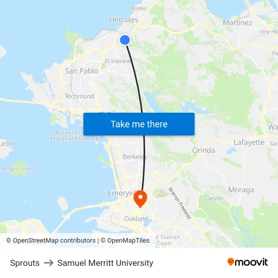 Sprouts to Samuel Merritt University map