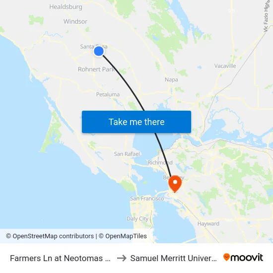 Farmers Ln at Neotomas Ave to Samuel Merritt University map
