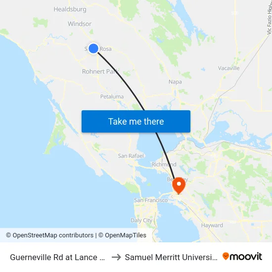 Guerneville Rd at Lance Dr to Samuel Merritt University map