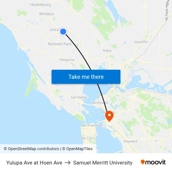 Yulupa Ave at Hoen Ave to Samuel Merritt University map