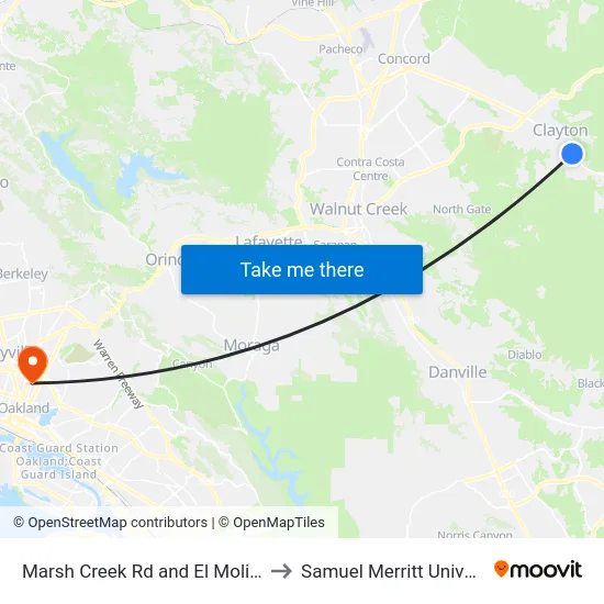 Marsh Creek Rd and El Molino Dr to Samuel Merritt University map