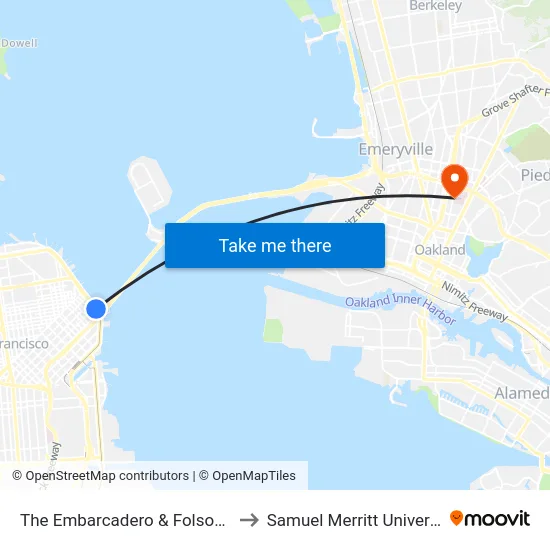 The Embarcadero & Folsom St to Samuel Merritt University map