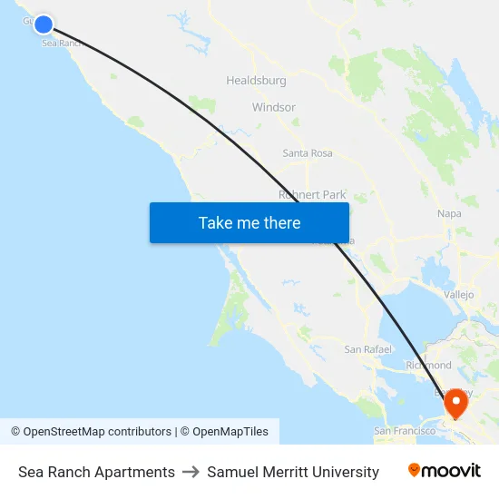 Sea Ranch Apartments to Samuel Merritt University map