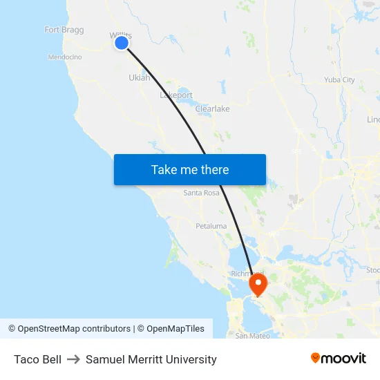 Taco Bell to Samuel Merritt University map