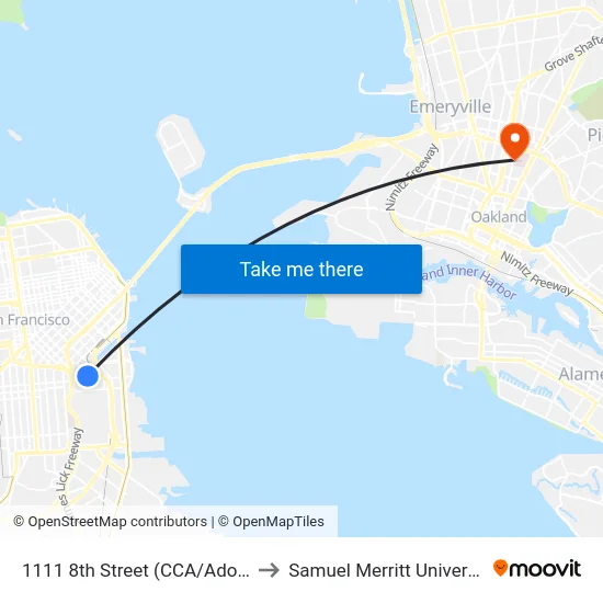 1111 8th Street (CCA/Adobe) to Samuel Merritt University map