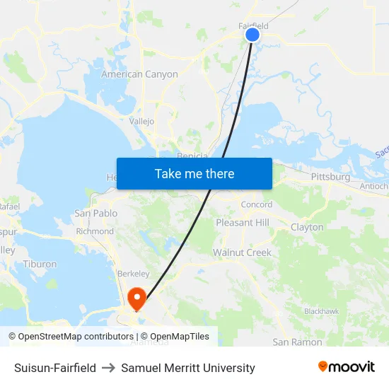 Suisun-Fairfield to Samuel Merritt University map