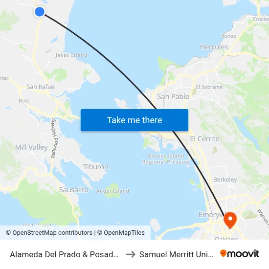 Alameda Del Prado & Posada Del Sol to Samuel Merritt University map