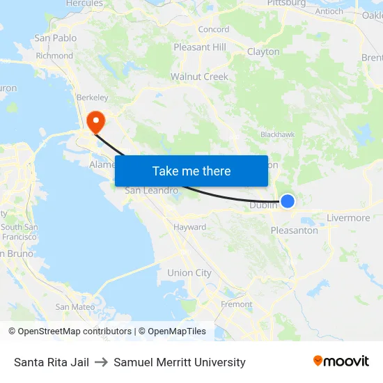Santa Rita Jail to Samuel Merritt University map