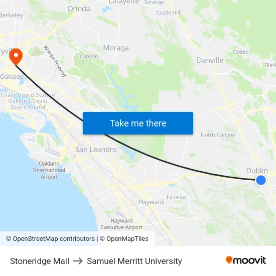 Stoneridge Mall to Samuel Merritt University map