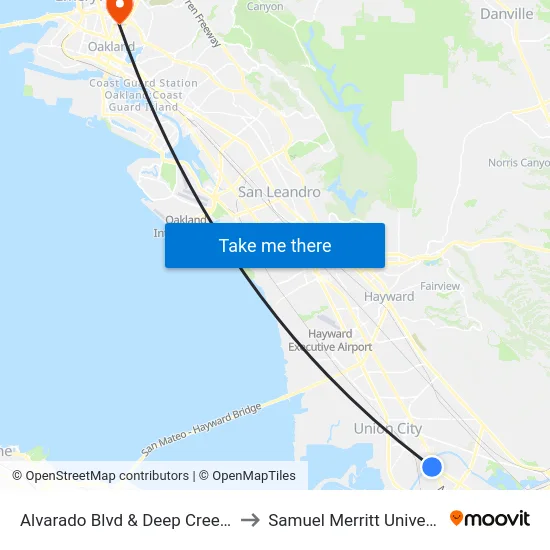 Alvarado Blvd & Deep Creek Rd to Samuel Merritt University map