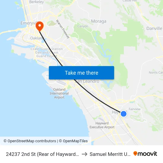 24237 2nd St (Rear of Hayward High School) to Samuel Merritt University map