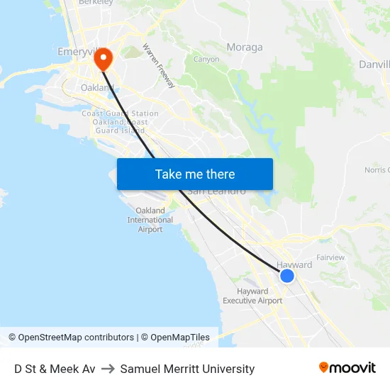 D St & Meek Av to Samuel Merritt University map