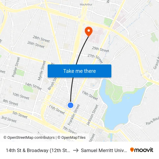 14th St & Broadway (12th St BART) to Samuel Merritt University map
