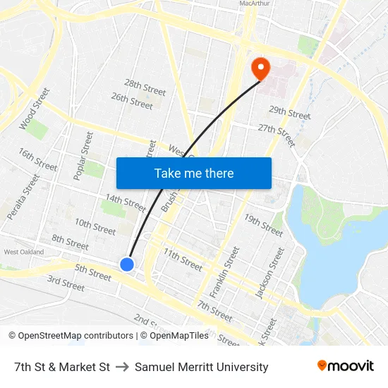 7th St & Market St to Samuel Merritt University map