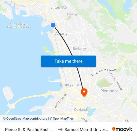 Pierce St & Pacific East Mall to Samuel Merritt University map
