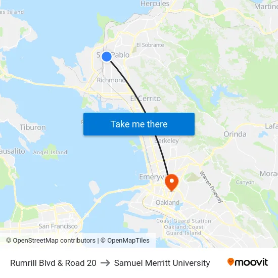 Rumrill Blvd & Road 20 to Samuel Merritt University map
