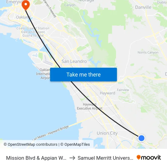 Mission Blvd & Appian Way to Samuel Merritt University map