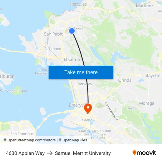 4630 Appian Way to Samuel Merritt University map