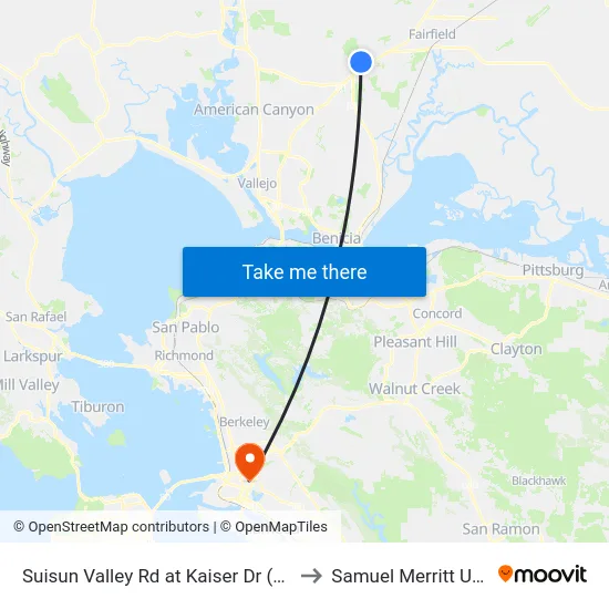 Suisun Valley Rd at Kaiser Dr (Scc Fairfield) to Samuel Merritt University map
