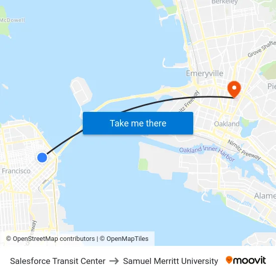 Salesforce Transit Center to Samuel Merritt University map